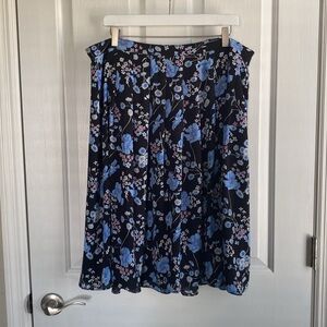Talbots Womens Multicolored Floral Print Easy Drape Midi Skirt Size 14W